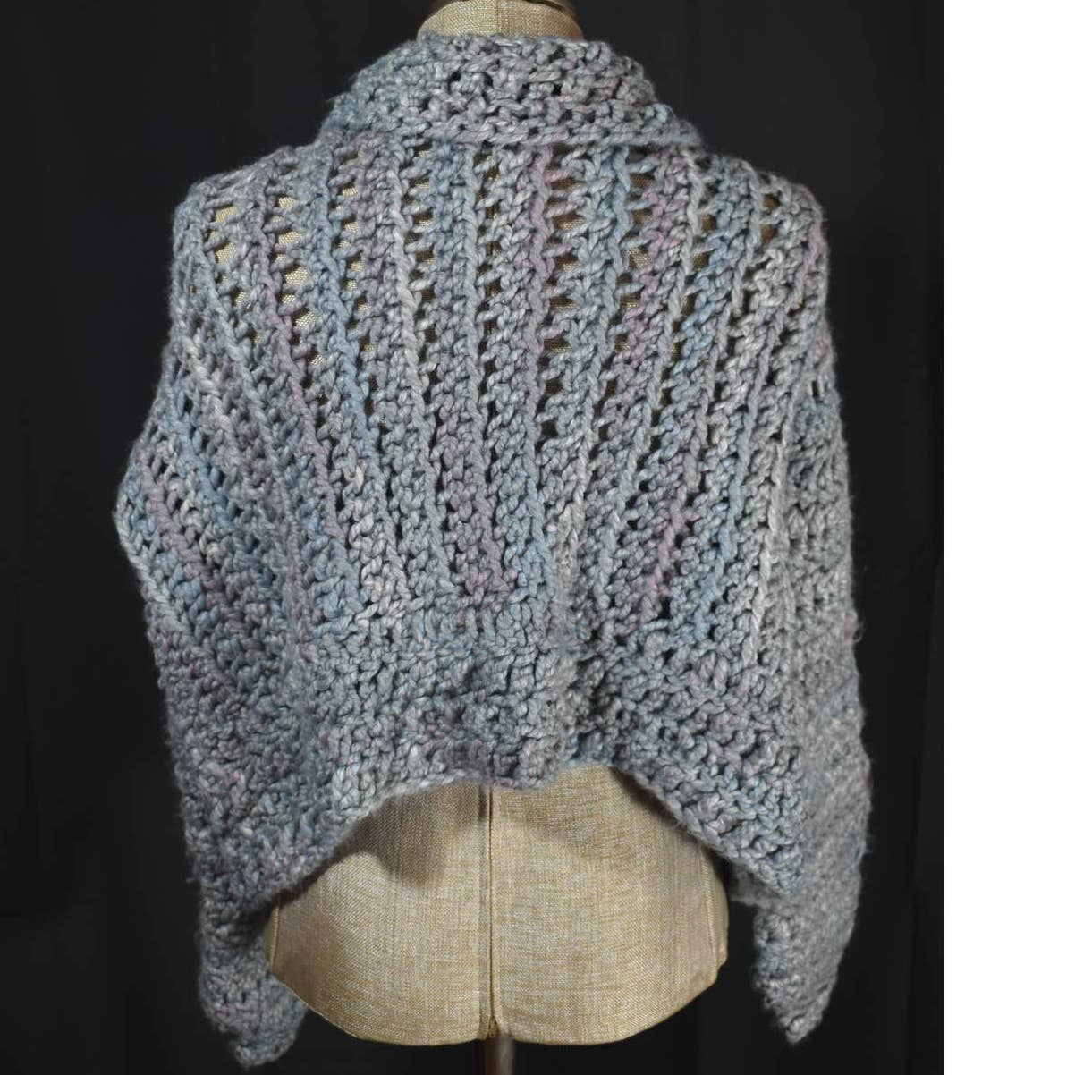 Vintage Handmade Blue Loose Knit Cardigan Sweater - OS