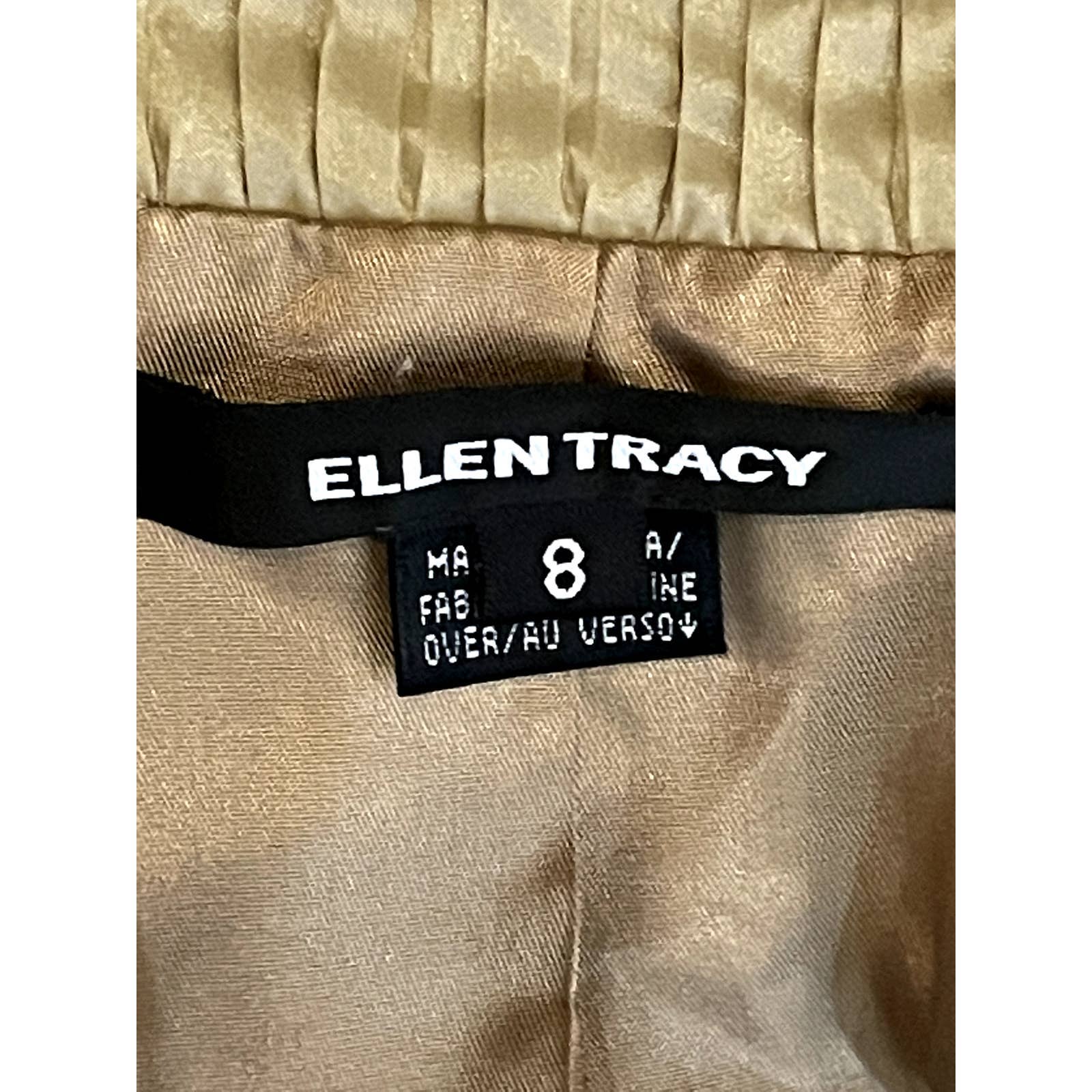 Ellen Tracy Tan Suede Ruffle Trim Leather Jacket - 8