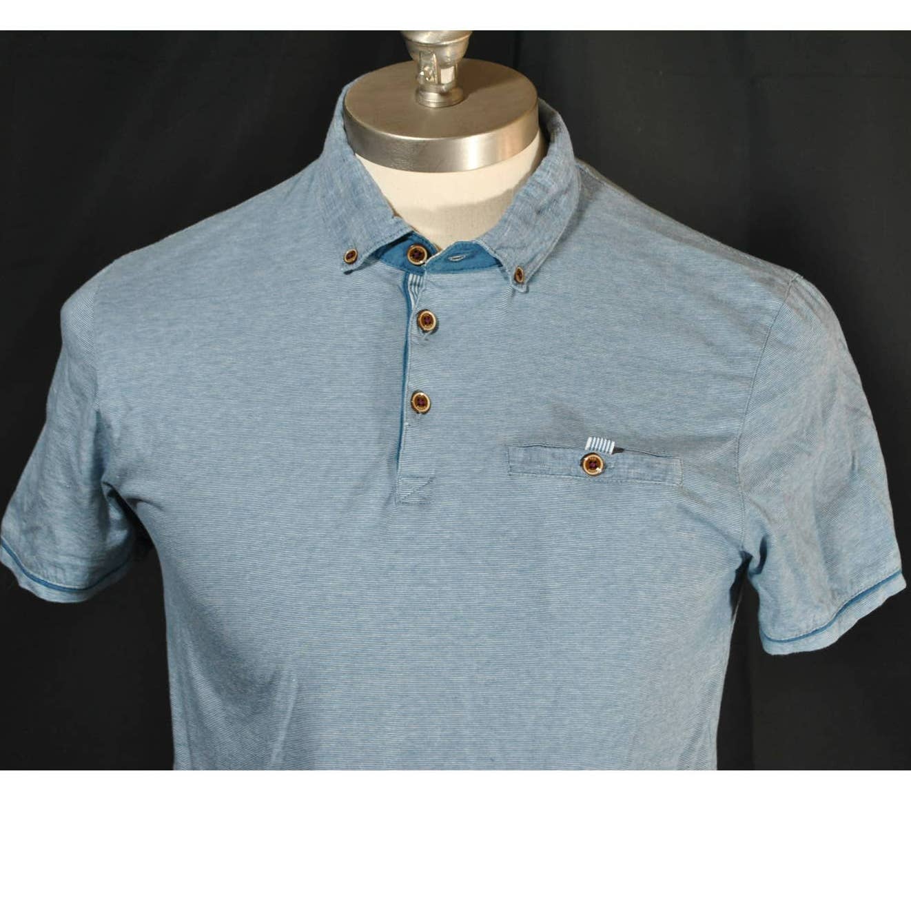 Ted Baker Heather Light Blue Polo Shirt - 4 (M)