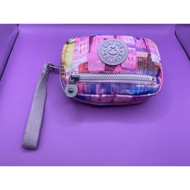 Kipling Multicolor City Scape Foldable 3 Pocket Backpack Wristlet