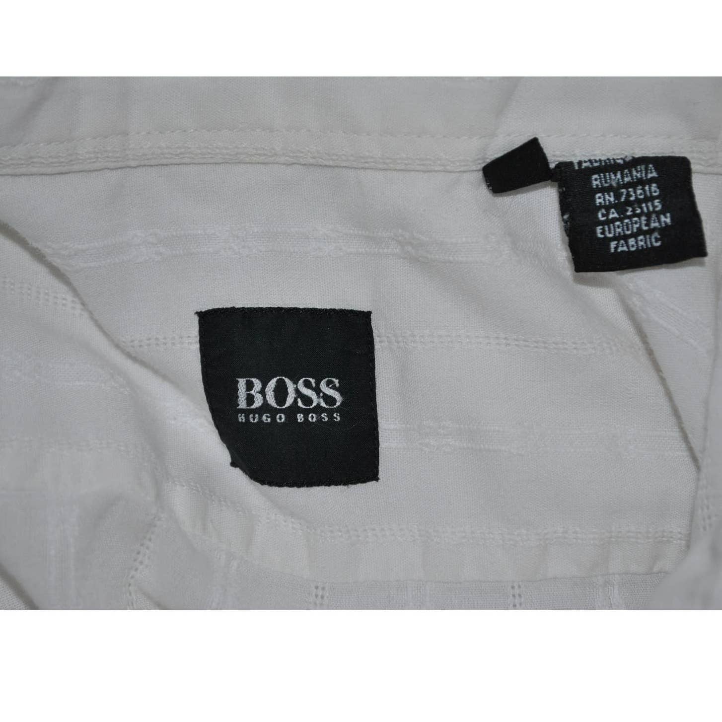 BOSS Hugo Boss White on White Embossed Striped Shirt - XL