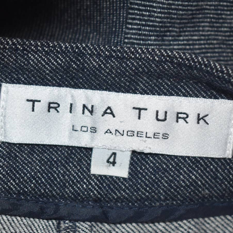 Trina Turk Wide Leg Mid Rise Chambray Pants- 4