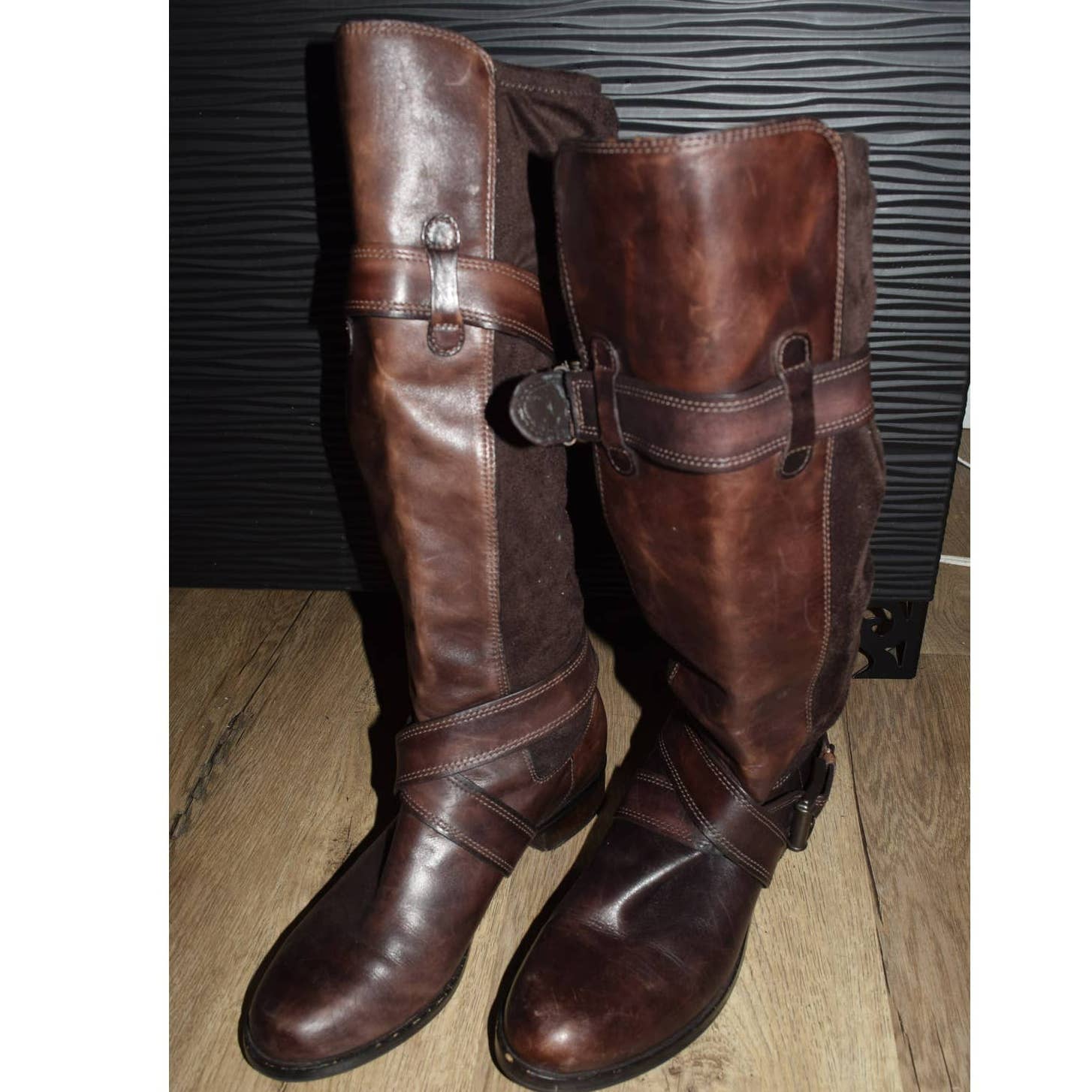 Cole Haan Nike Air Brown Leather Strappy Buckle Boots - 7.5