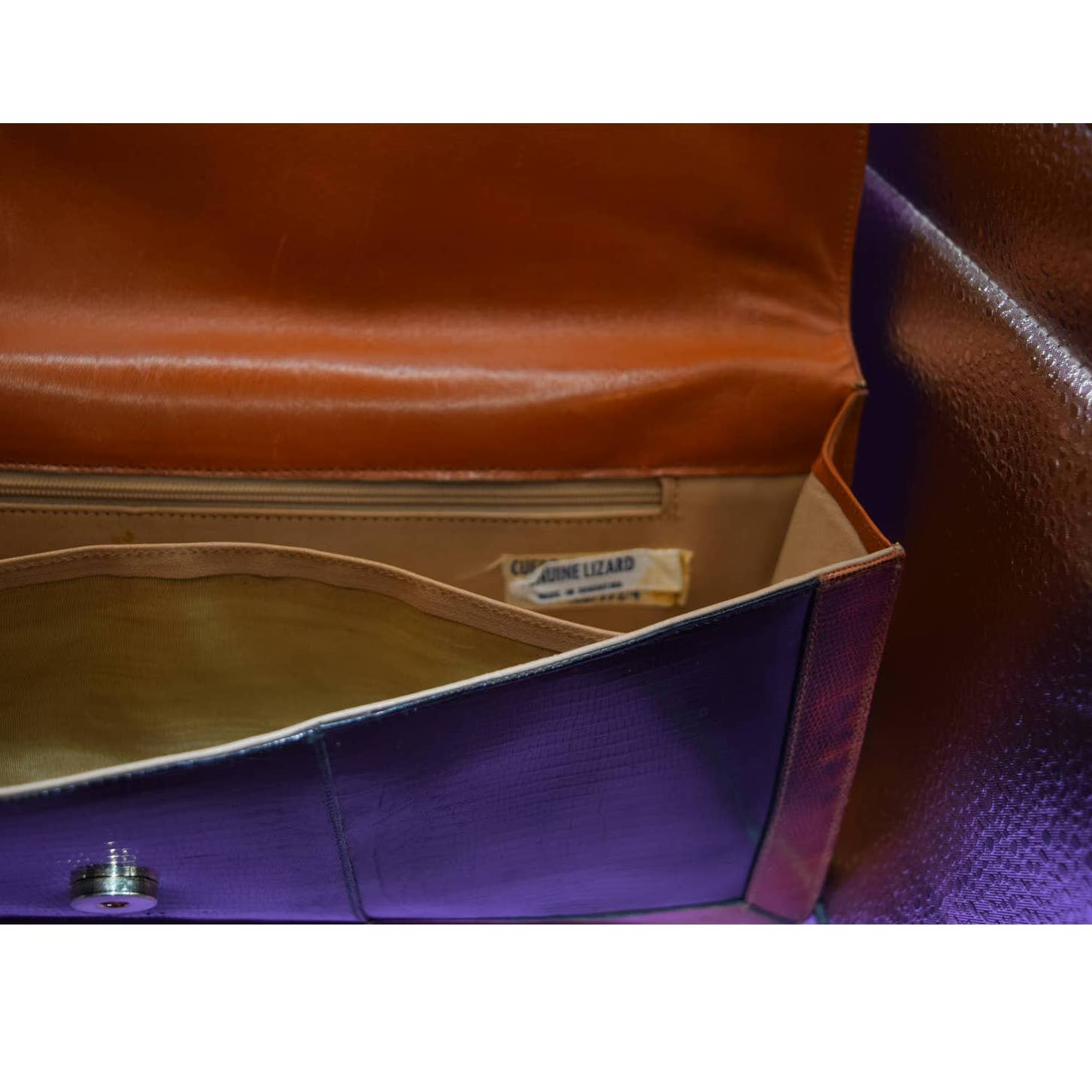 Towanny Black and Brown Genuine Lizard Leather Clutch Handbag