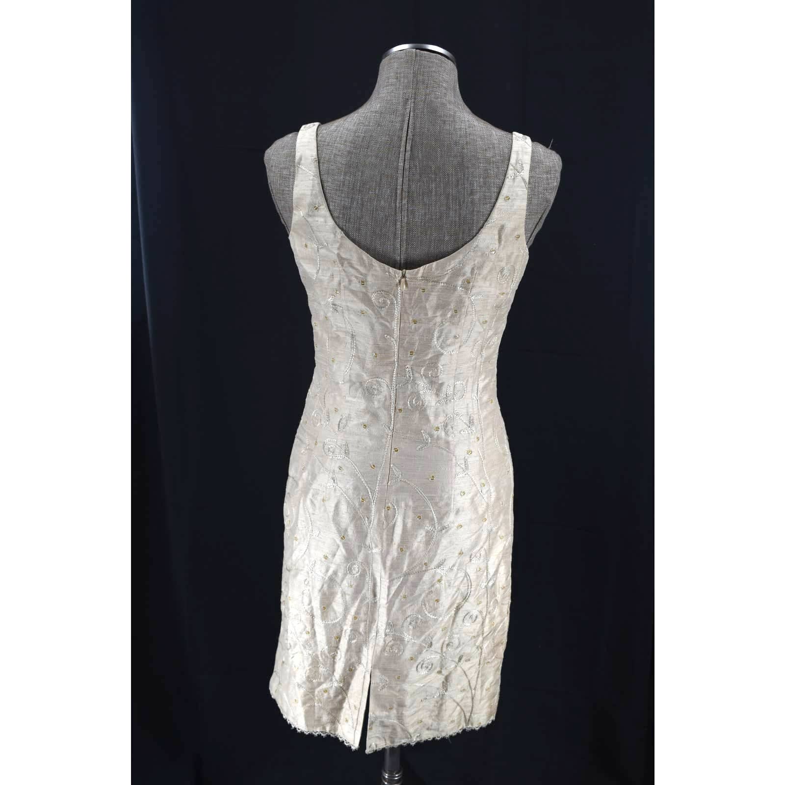 Nanette Lepore Silk Pale Gold Floral A- Line Dress - 6