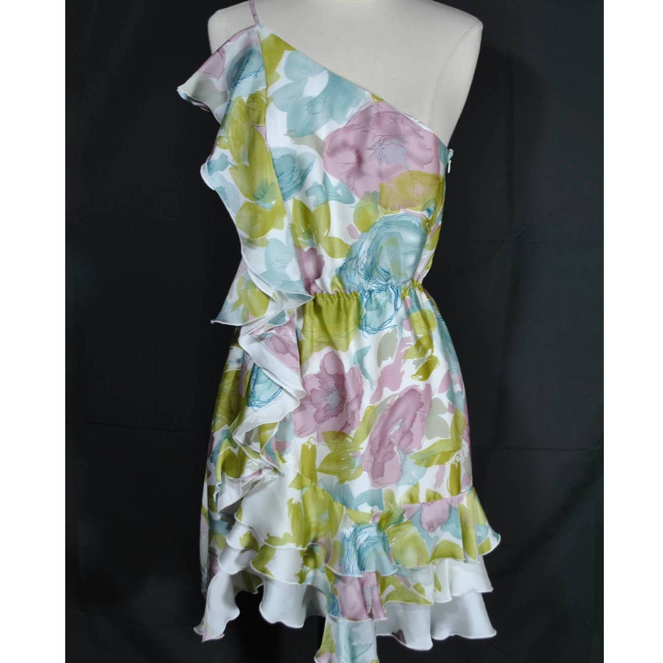 NWT Arden B One Shoulder Floral Ruffle Dress- S