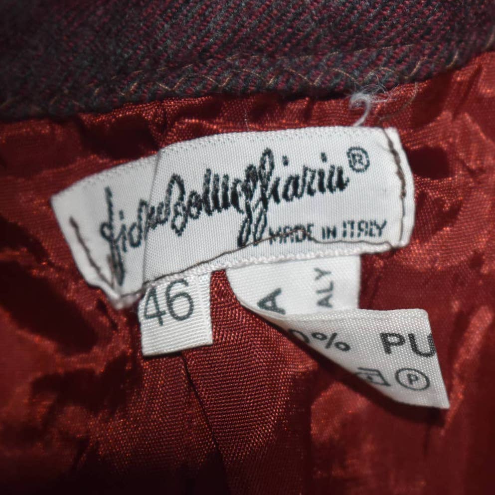 Vintage Italian Fidew Bowey Jiaria Asymmetrical Wool Burgundy Wrap Skirt- 46 (L)