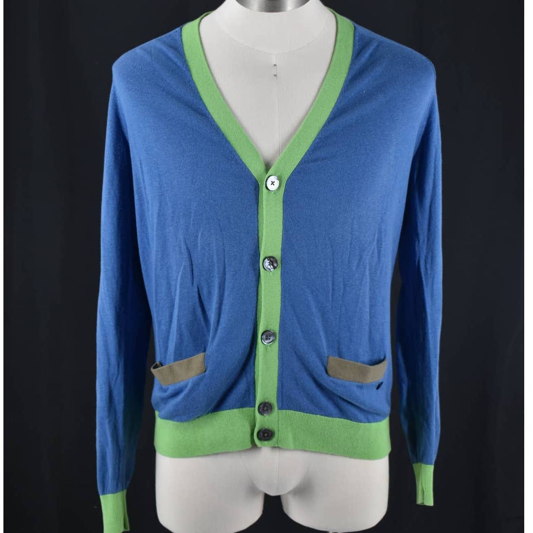 Marc by Marc Jacobs Blue and Green Button Up Cardigan- M