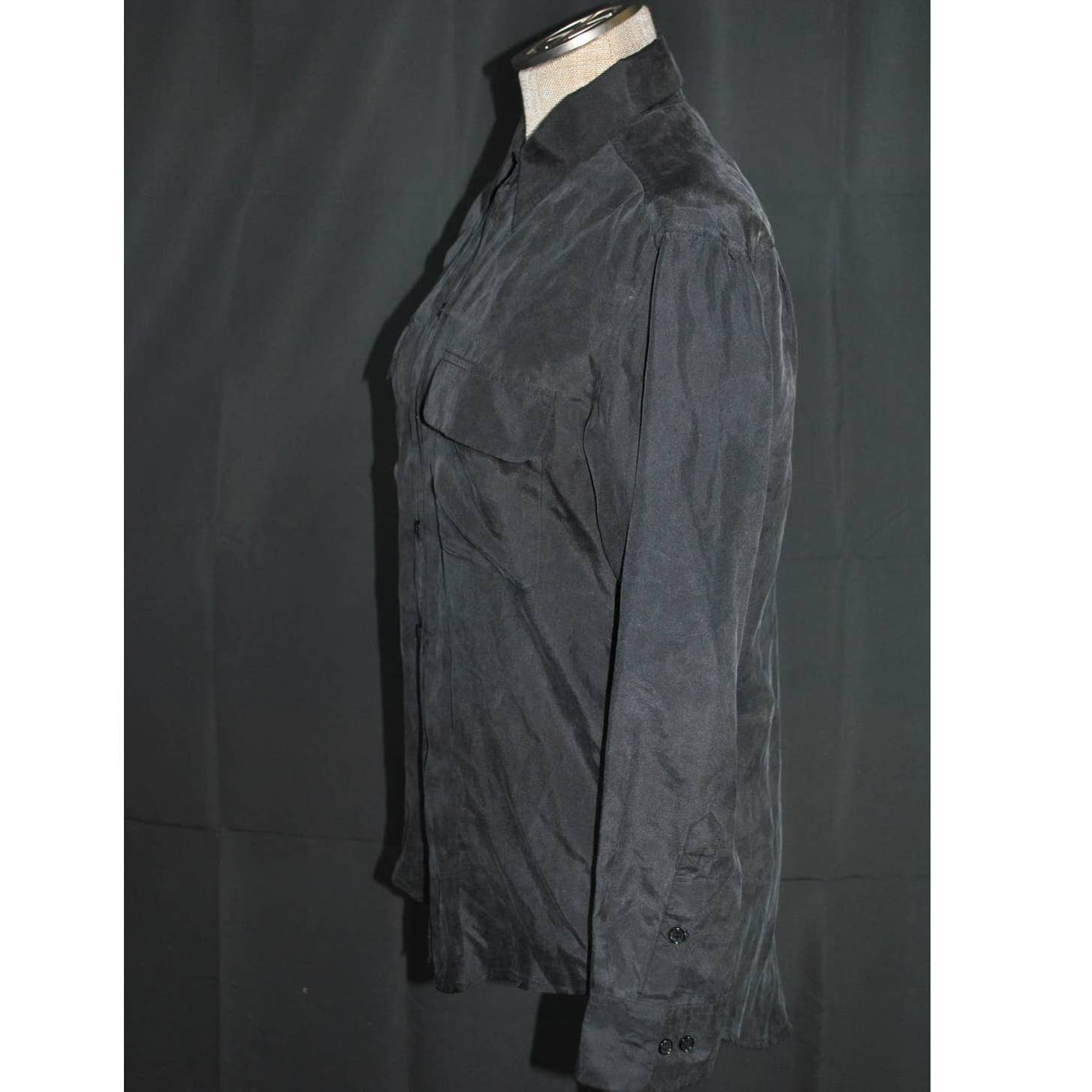 Vintage Barneys New York Black Washed Silk Button Up Top - XS