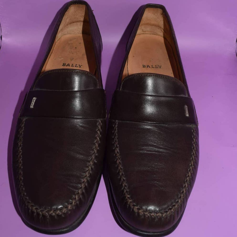 Bally Sanzeno Chocolate Brown Leather Loafers - 11