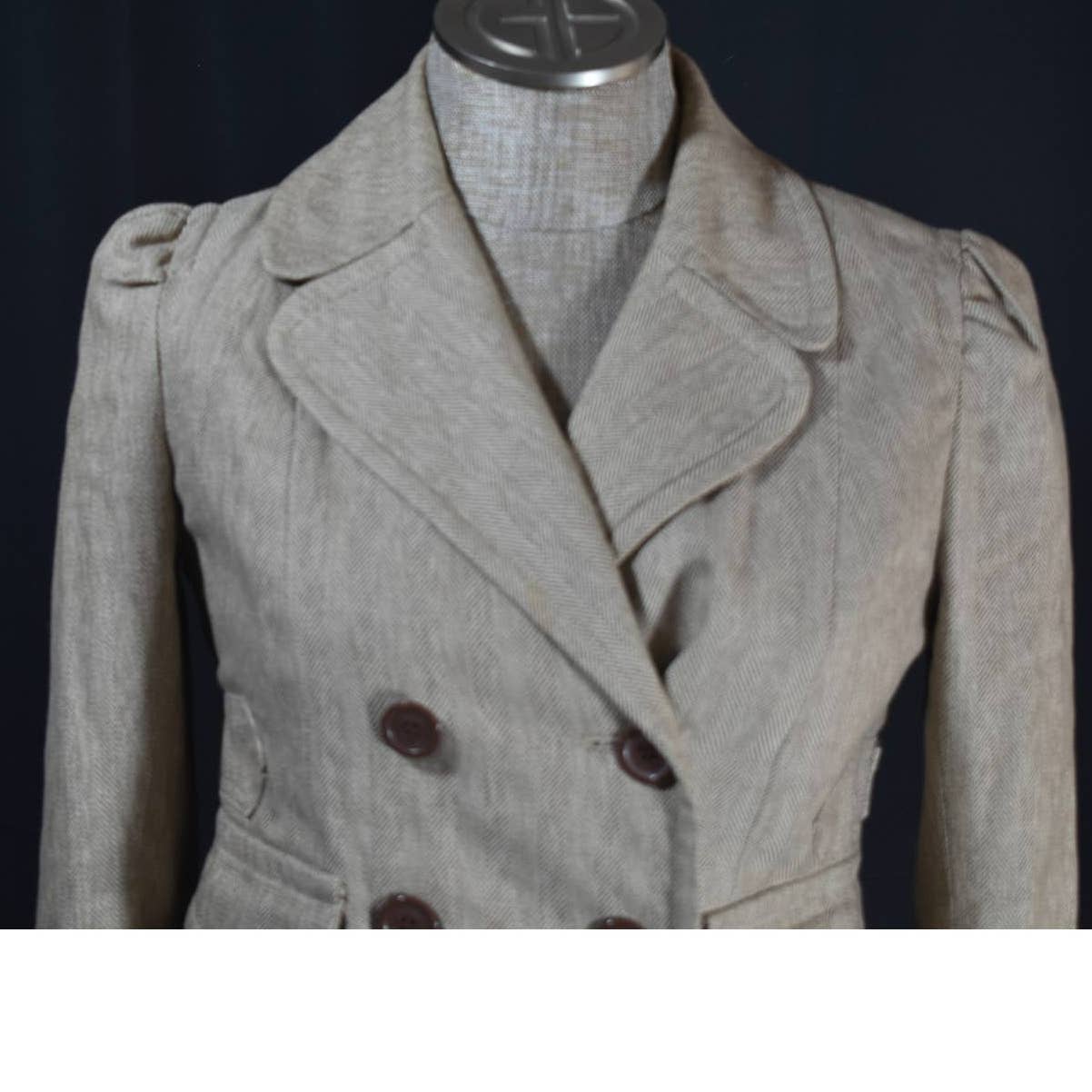 Marc Jacobs Tweed Tan Wool Cropped Jacket - 6