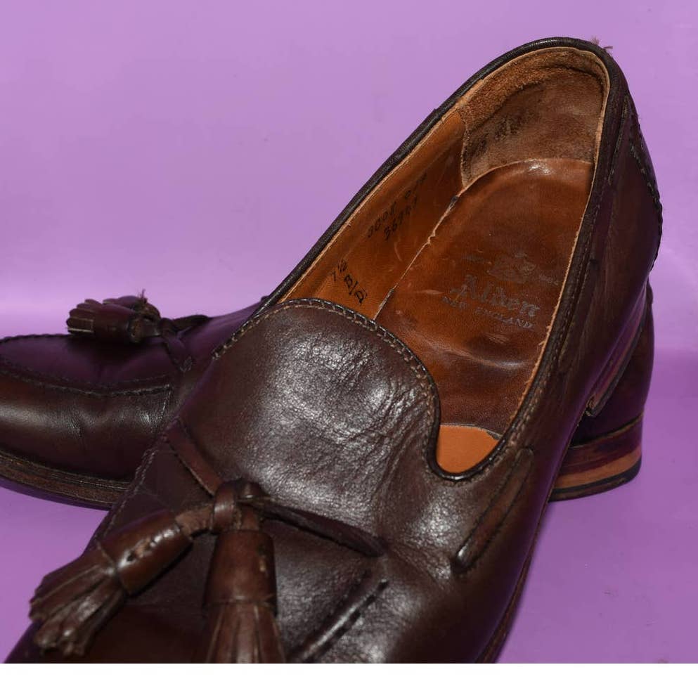 Alden New England Brown Leather Tasseled Loafers - 8 D