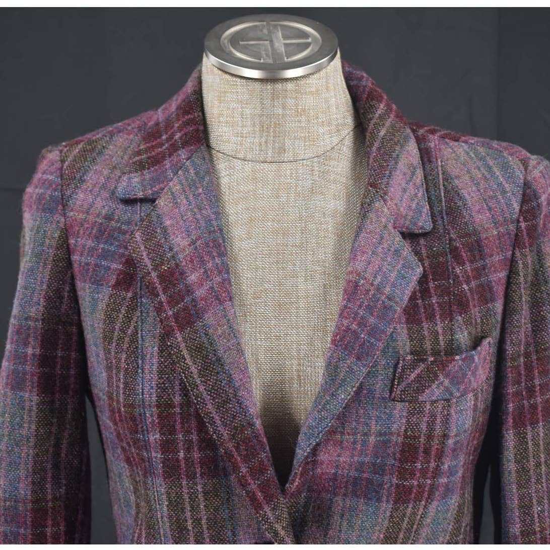 Vintage Jeremiah S Plaid Purple Wool Blazer- 6