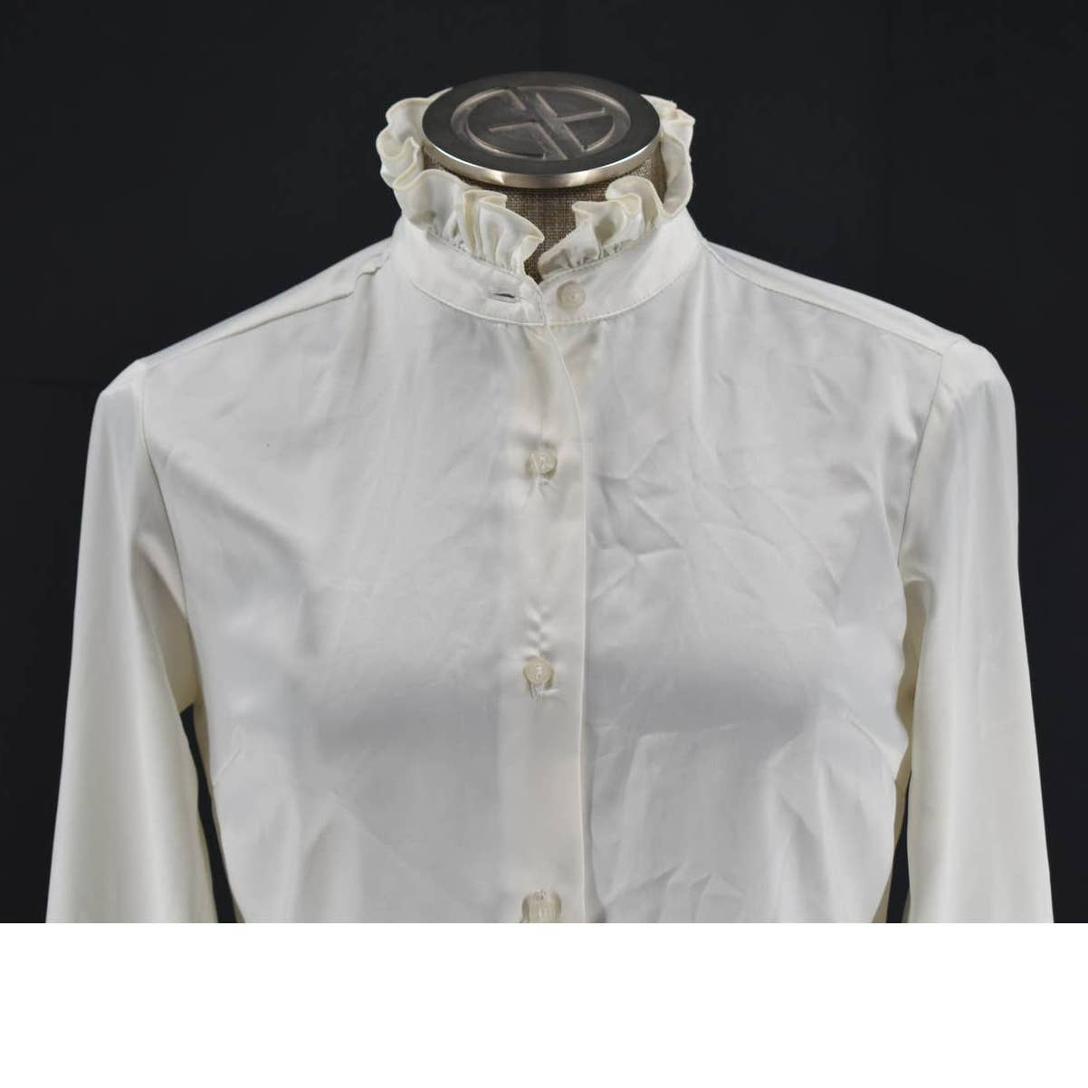 Vintage Estee Lauder White Ruffle Collar Button Up Top - XXS