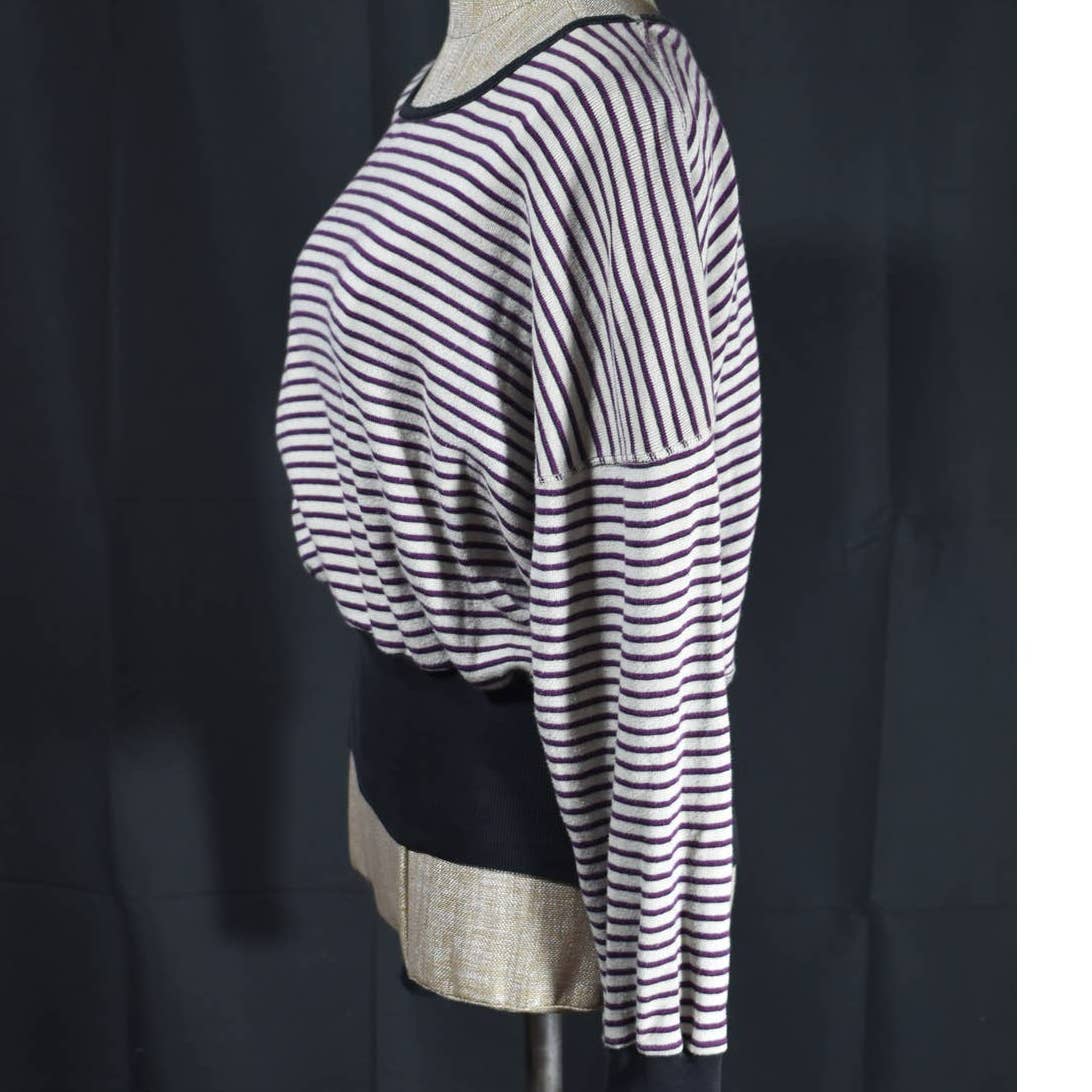 VIntage Sonia Rykiel Black White and Red Striped Long Sleeve Top - M