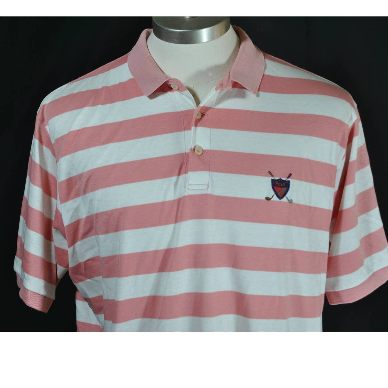 Polo Ralph Lauren Pink White Polo Shirt - L