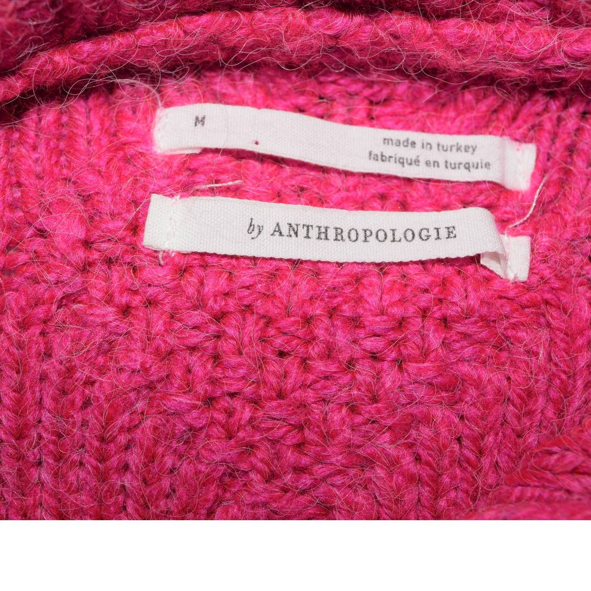 Anthropologie Pink Zip Up Cable Knit Sweater - M