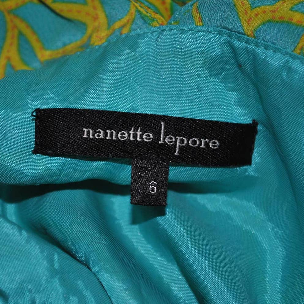 Nanette Lepore 100% Silk Teal and Yellow Floral Dress- 6