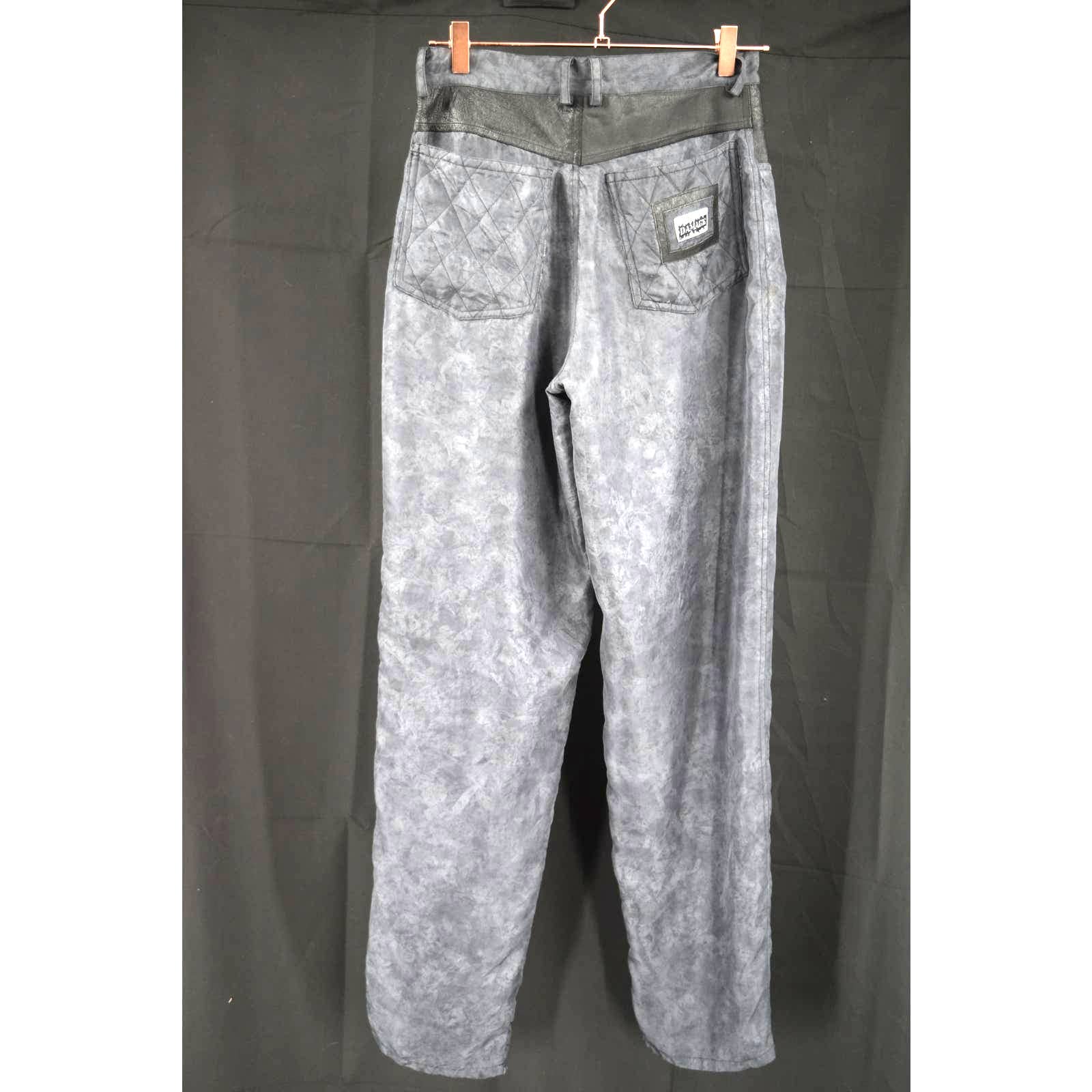 Major Damage Gray 100% Silk Leather Trim Pants - 30