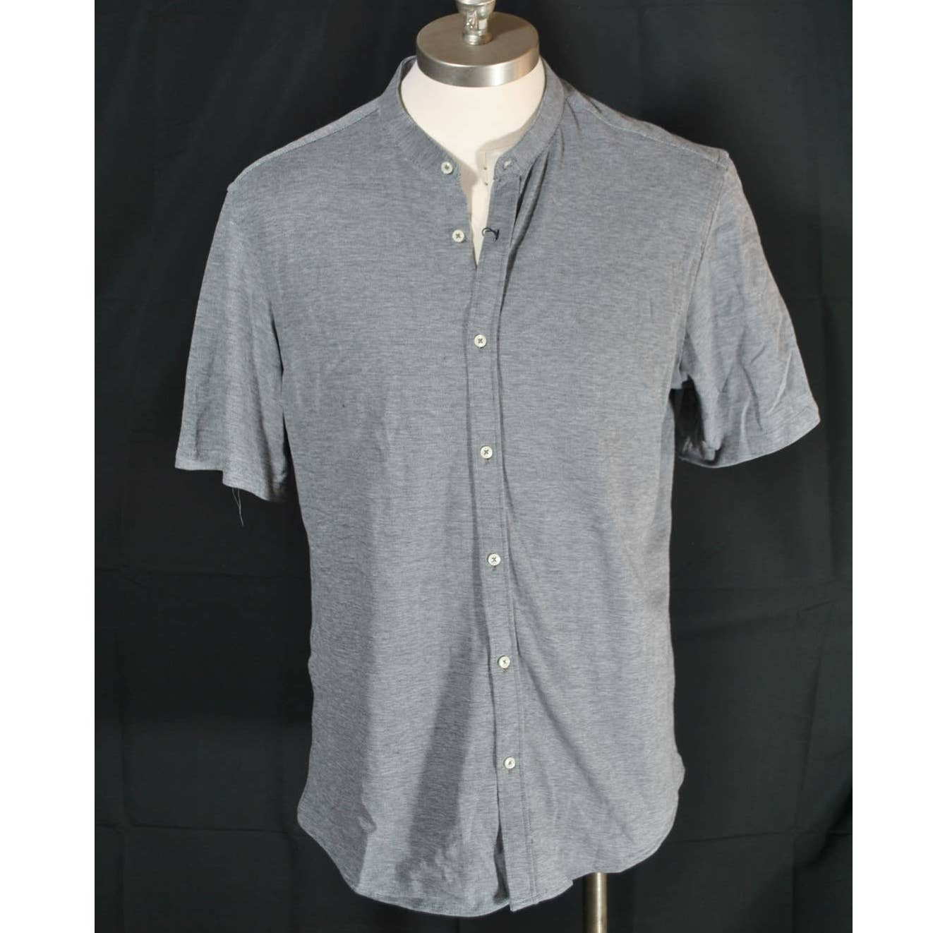 NWT Zara Heather Gray Band Collar Button Up Slim Fit Shirt - L