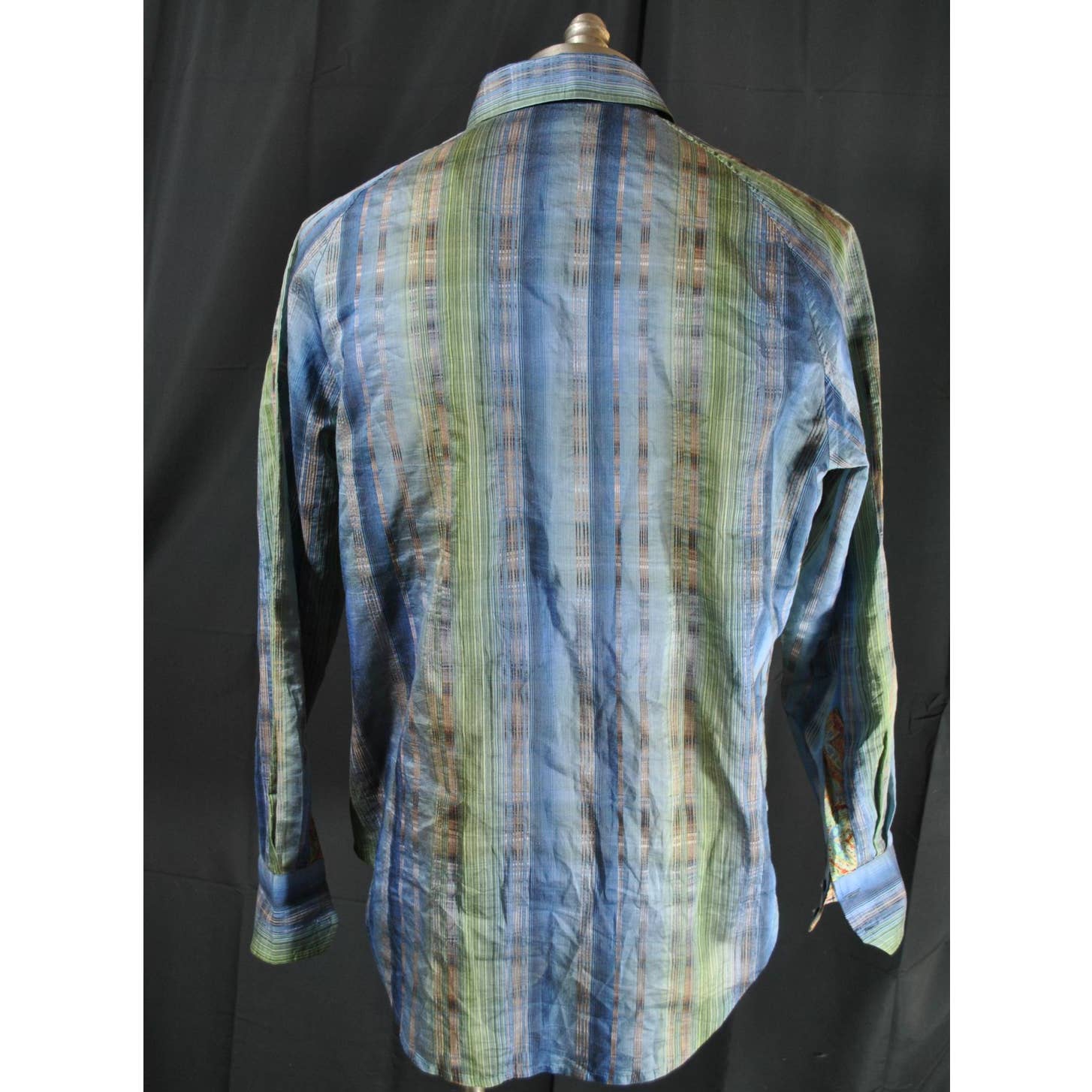 Robert Graham Blue and Green Geometric Button Up Shirt- M