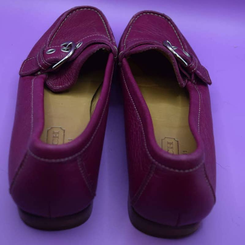 Coach Pink Leather Buckled Loafers - 5