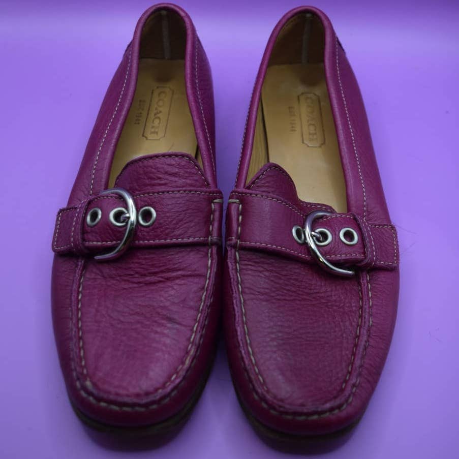 Coach Pink Leather Buckled Loafers - 5
