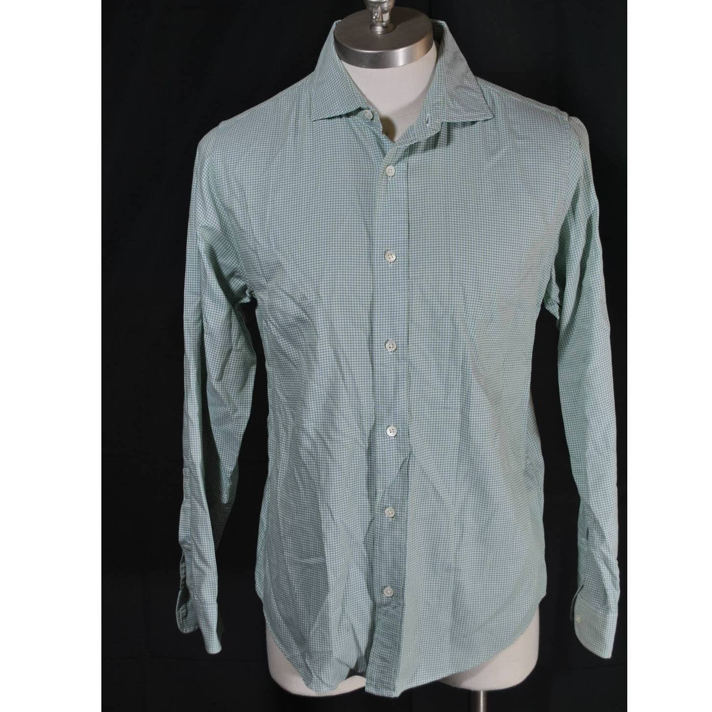 Jack Spade Green White Gingham Spread Collar Shirt - M