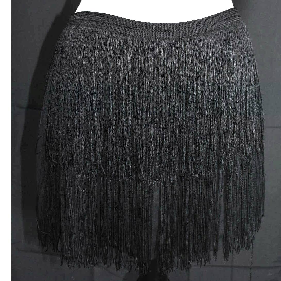 Theory Black Fringe Silk Mini Skirt - 2