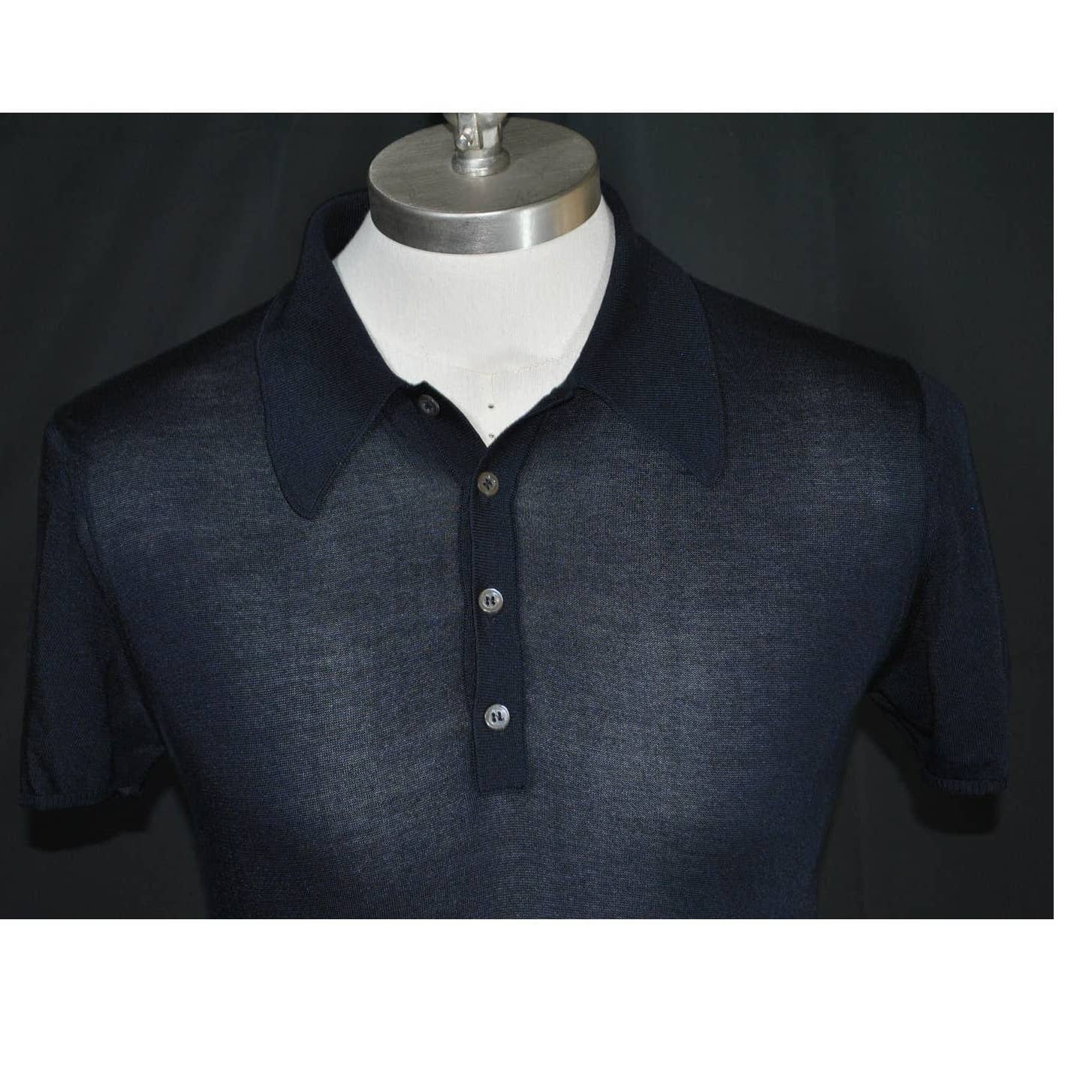 Emanuel Ungaro Handmade Silk Navy Polo Shirt - 52 (XL)