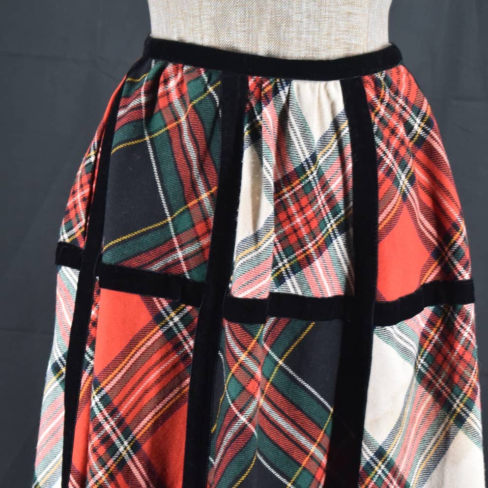 Vintage Bill Atkinson Glen of Michigan Plaid Patch Wool Maxi Skirt- XS