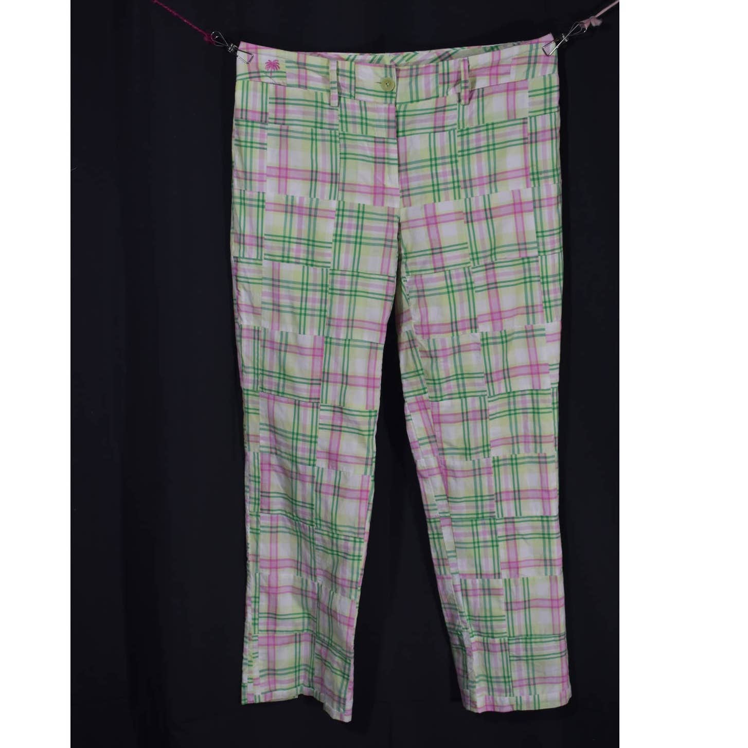 Lilly Pulitzer Green and Pink Plaid Pants- 4