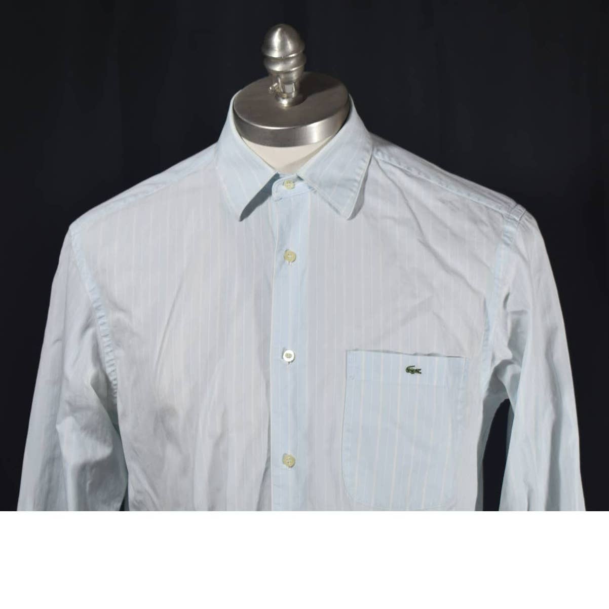 Lacoste Blue White Striped Button Down Shirt - 40 M