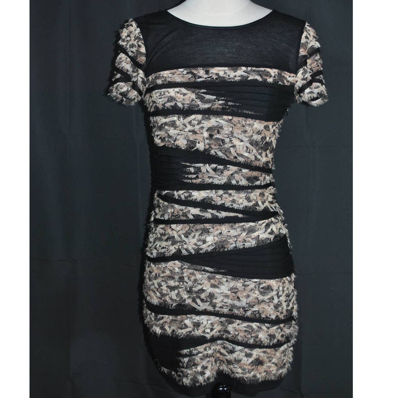 Diane Von Furstenberg Silk Black Tan Dress - XS