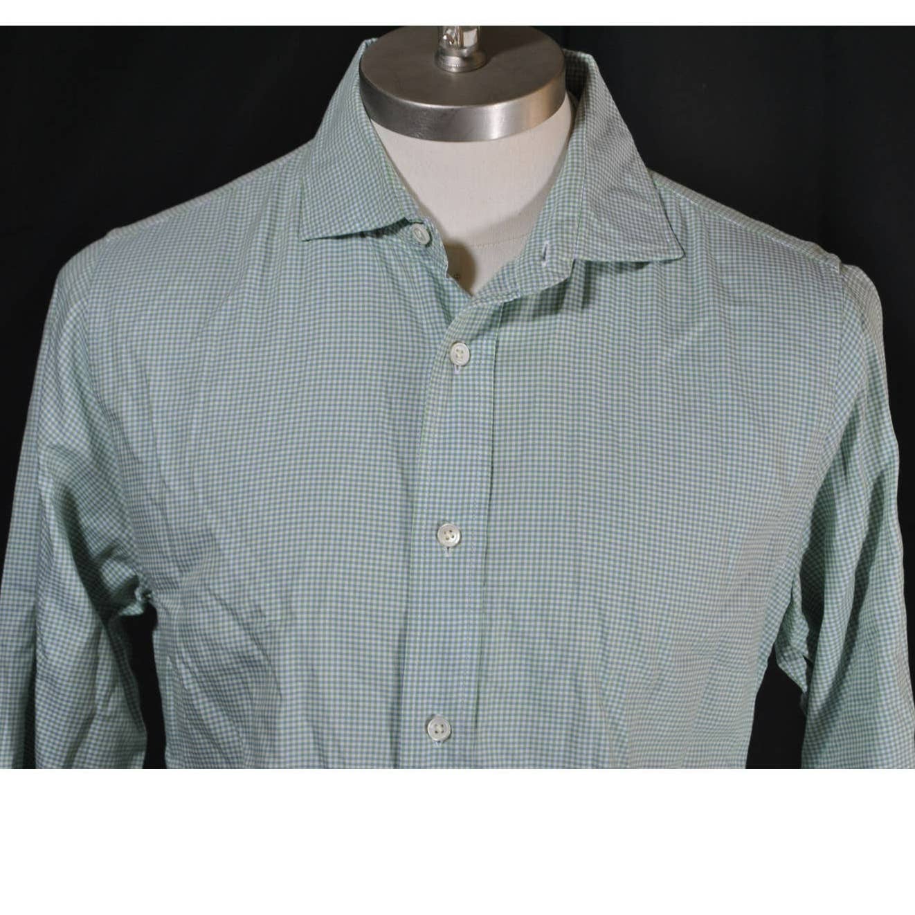 Jack Spade Green White Gingham Spread Collar Shirt - M