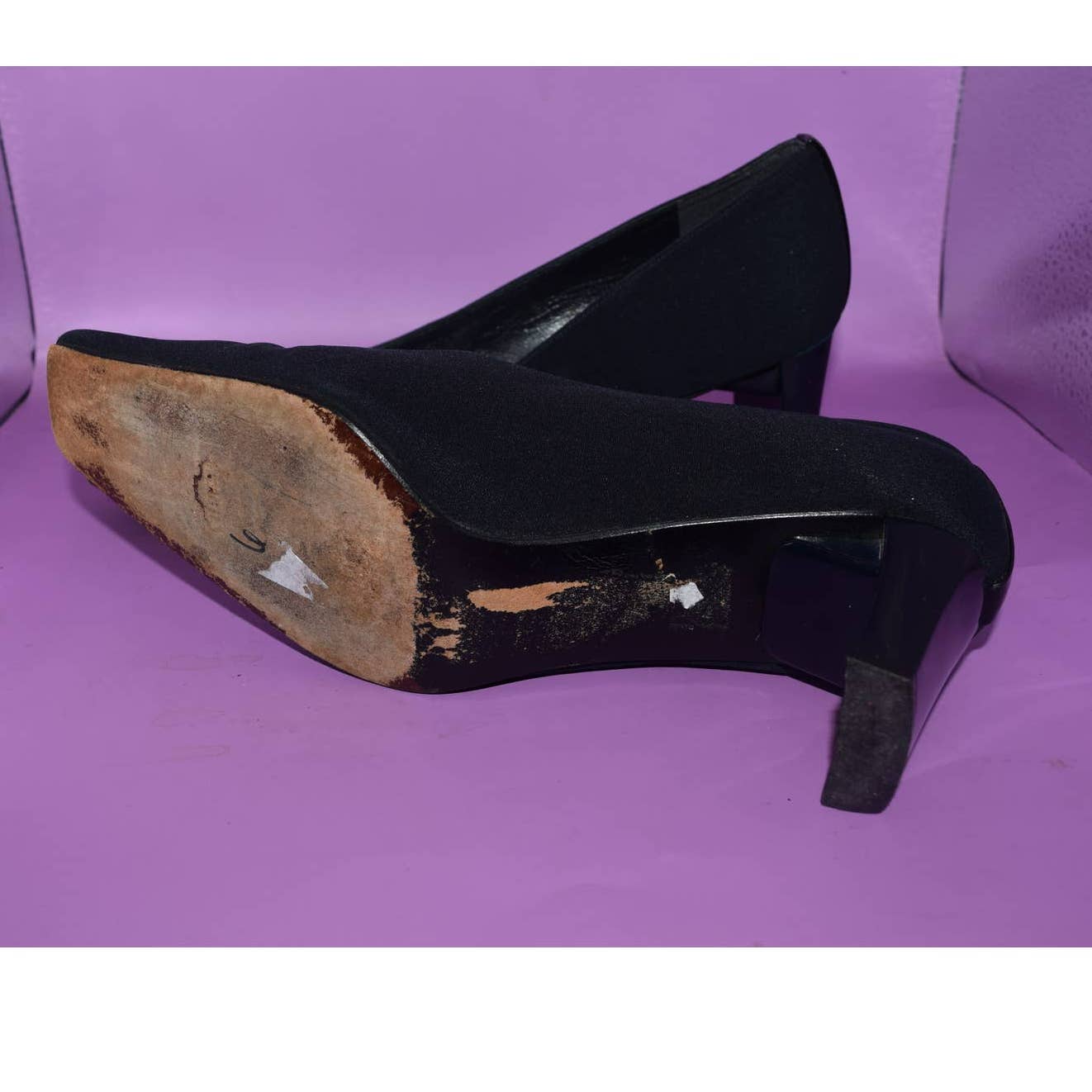 Stuart Weitzman Black Fabric Square Toe Heel Shoes - 6.5