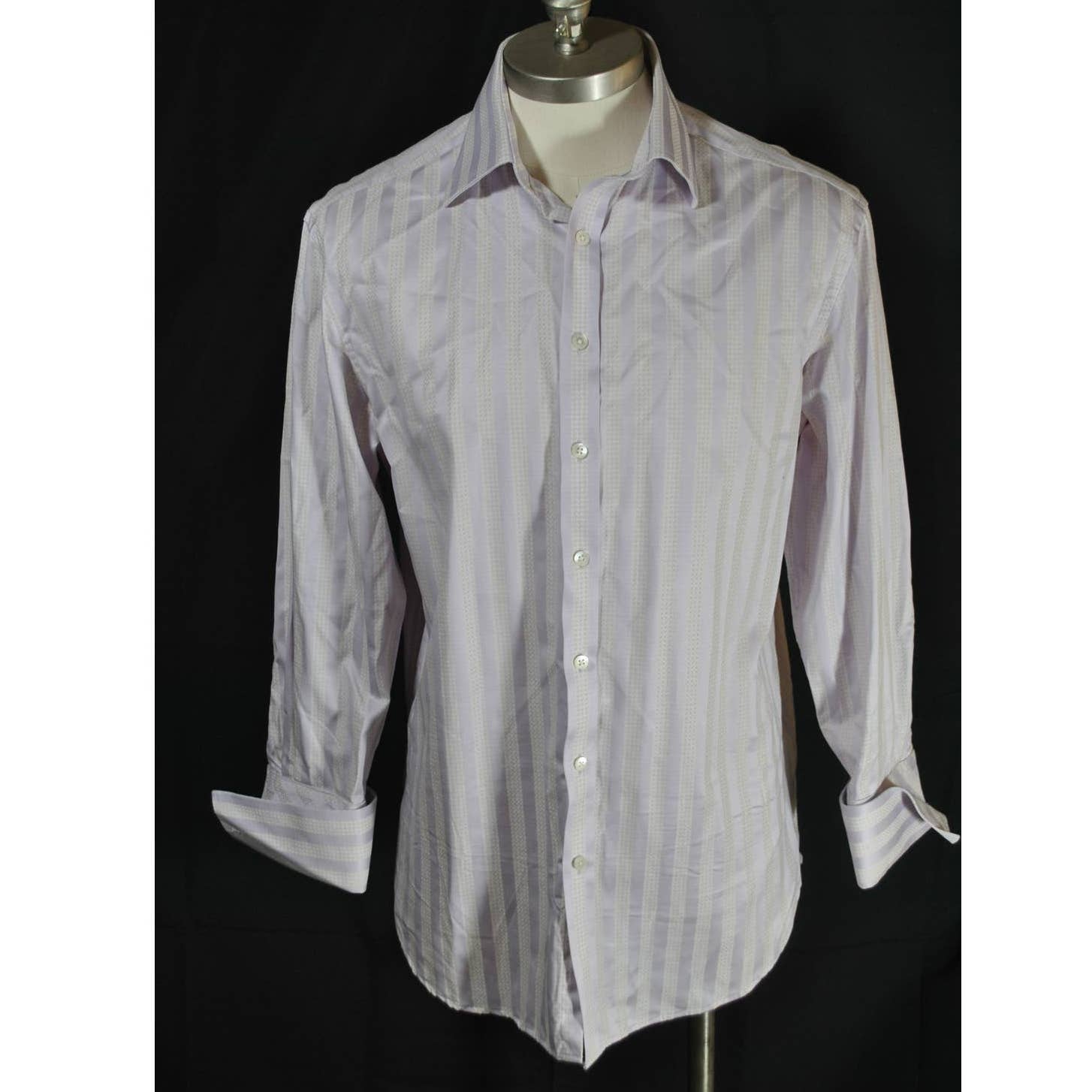 Ted Baker Lavender White French Cuff Button Up Shirt - 16.5 32/33